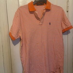 Polo by Ralph Lauren Orange & White Striped Polo with Navy Pony